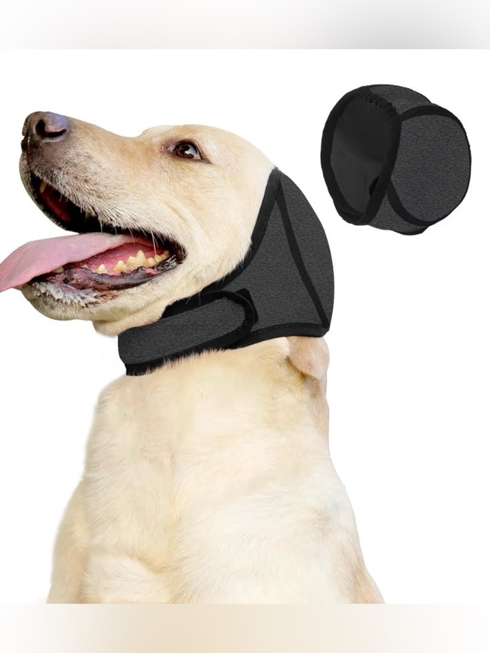 Dog Ear Muffs Waterproof Calming Ear Wrap‎ Grooming Noise Anxiety Gray Sz Large